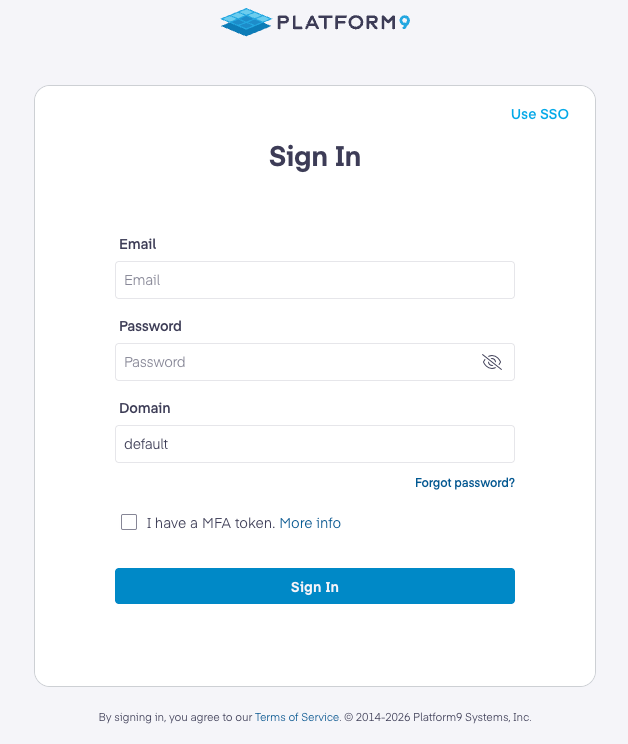 Private Cloud Director Community Edition local credentials login screen